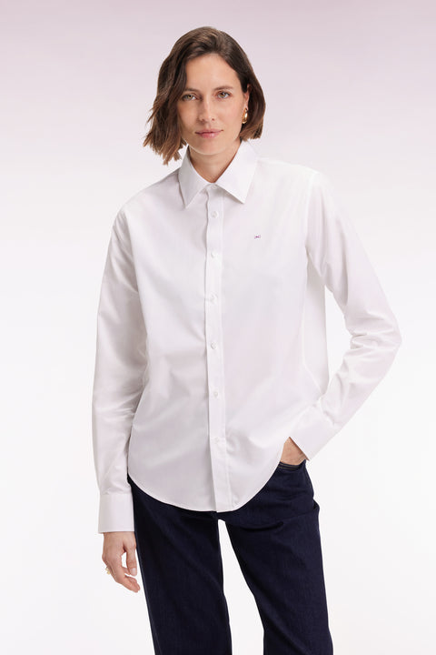 Chemise en popeline de coton blanc coupe slim - Image 3
