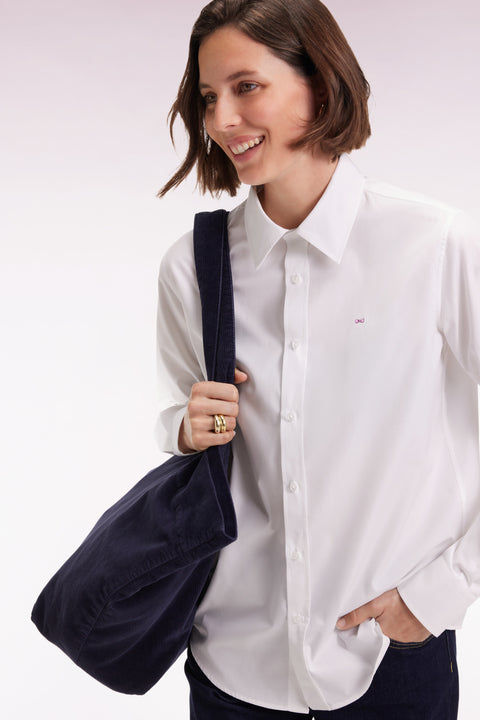 Chemise en popeline de coton blanc coupe slim - Image 1