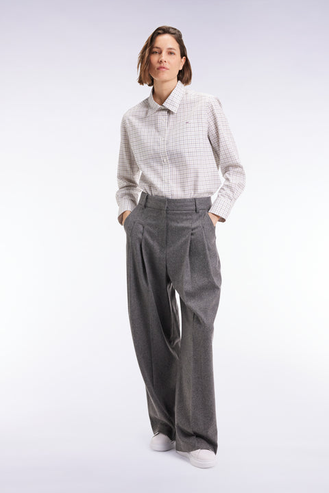 Chemise à carreaux grise et blanche coupe Relaxed - Image 1