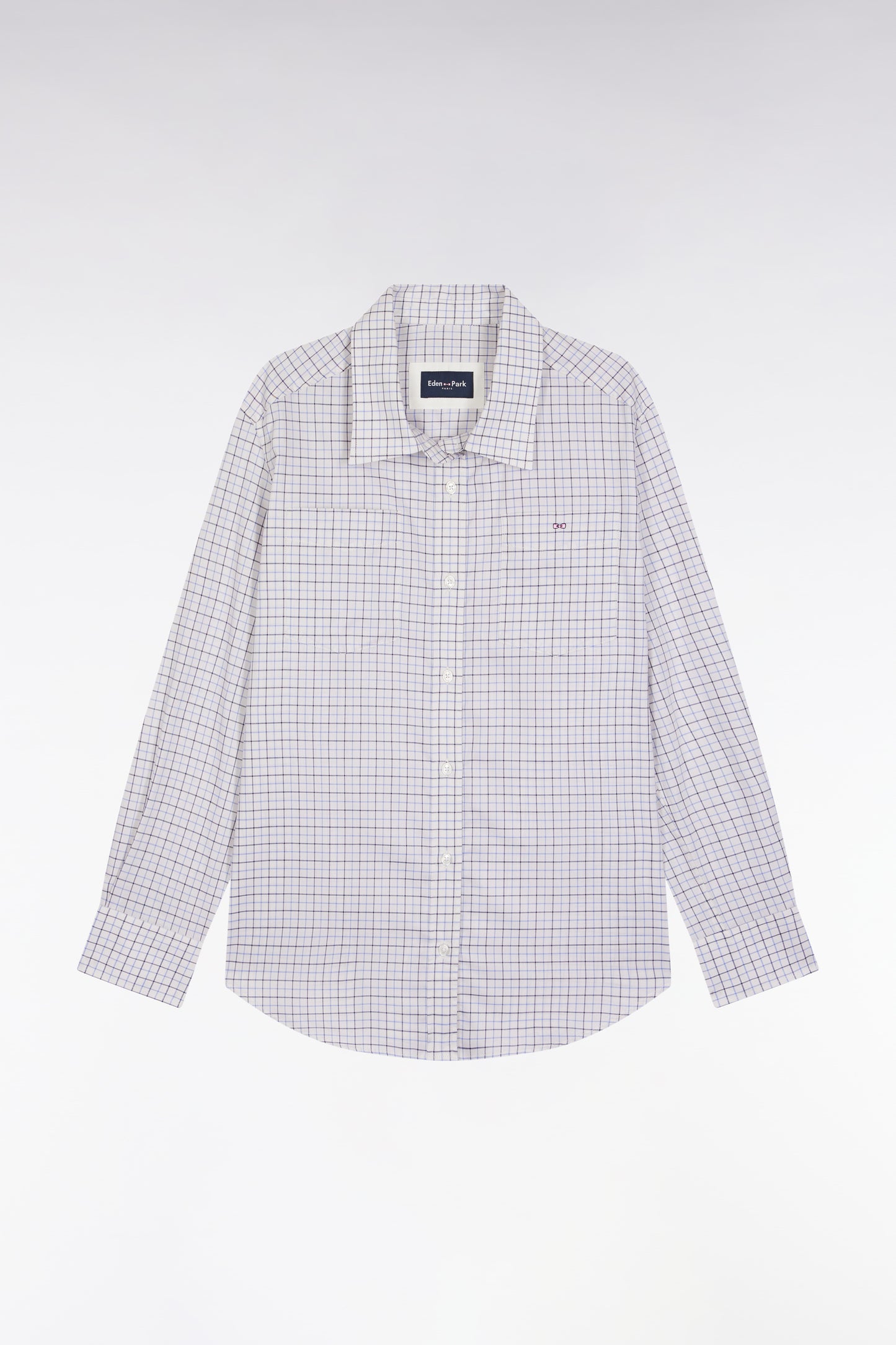 Chemise à carreaux grise et blanche coupe Relaxed