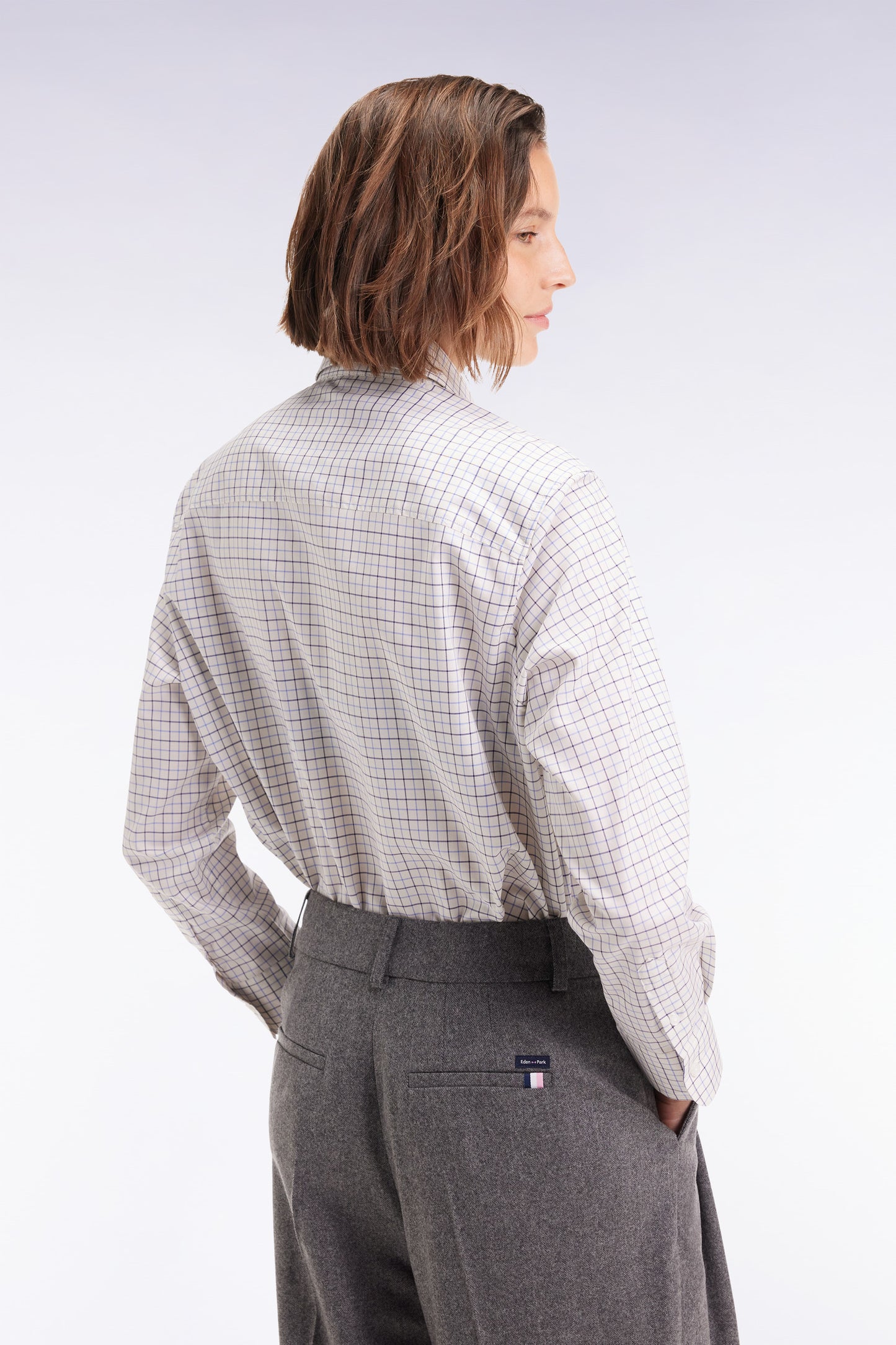 Chemise à carreaux grise et blanche coupe Relaxed