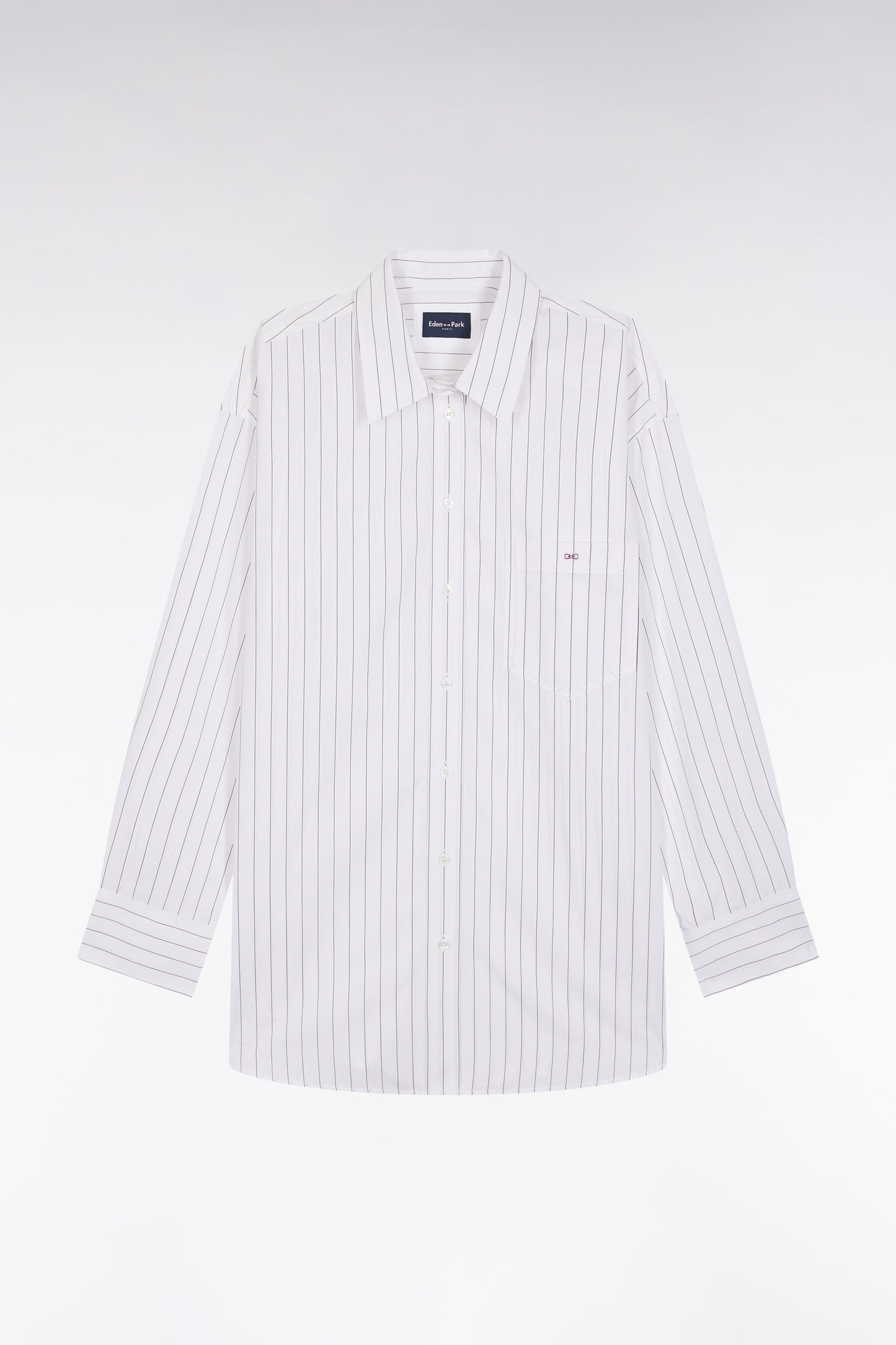 Chemise en popeline de coton blanche à rayures tennis coupe oversized