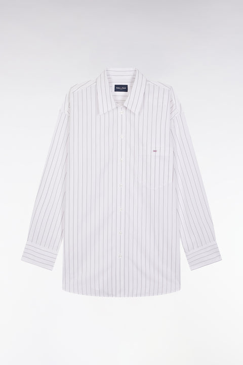 Chemise en popeline de coton blanche à rayures tennis coupe oversized - Image 2