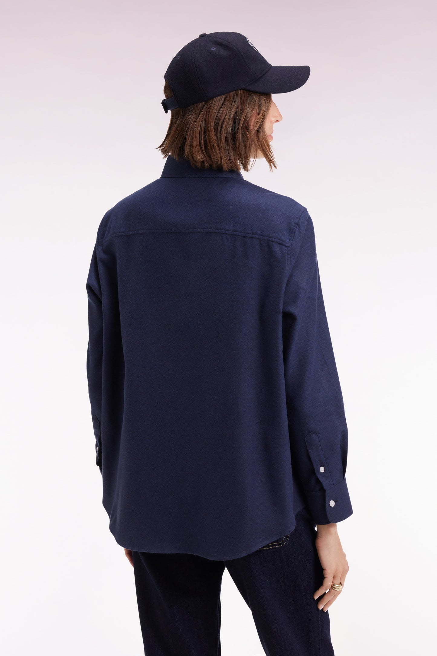 Chemise en popeline de coton marine coupe Relaxed