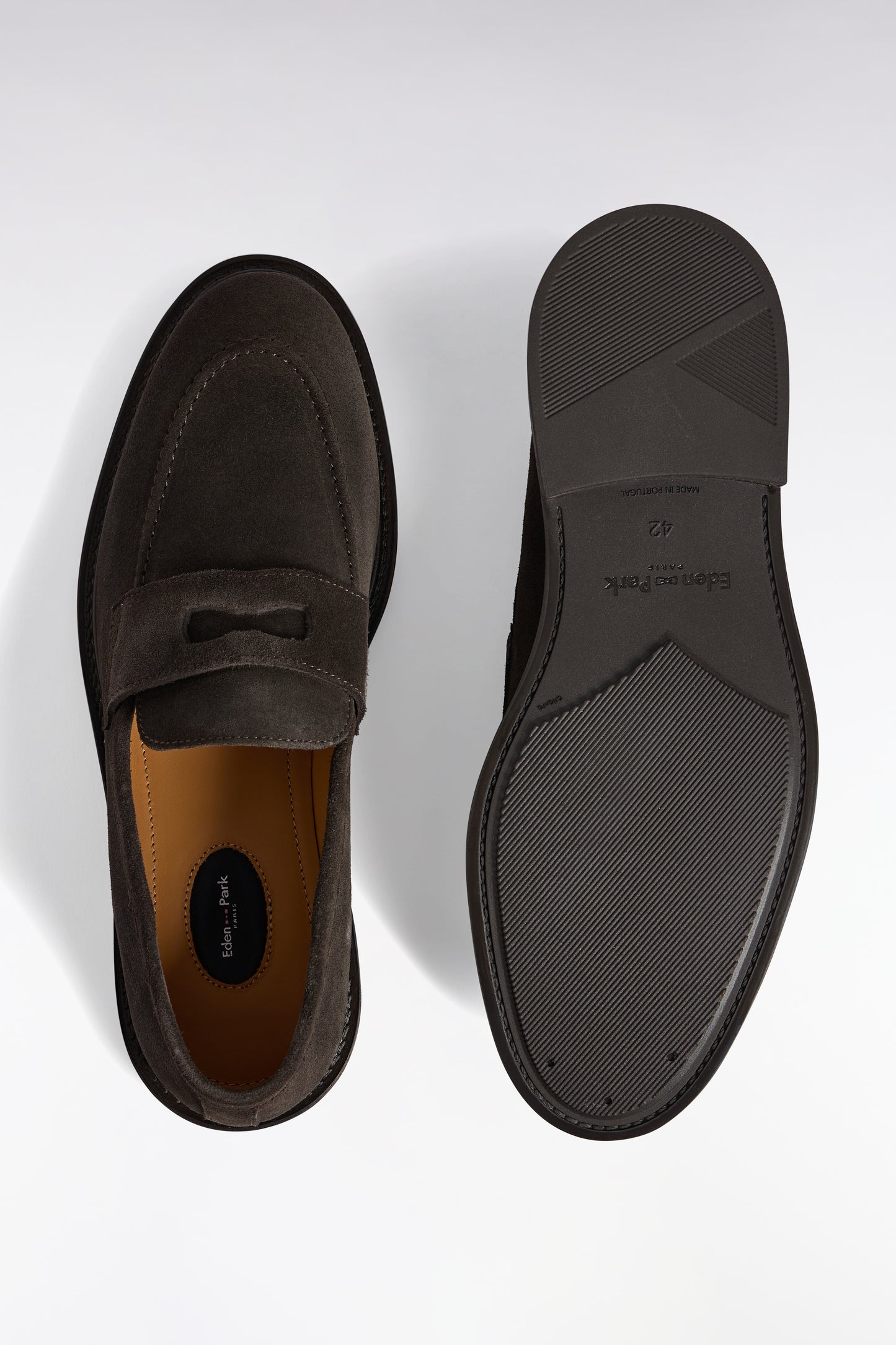Mocassins bimatières en cuir marron