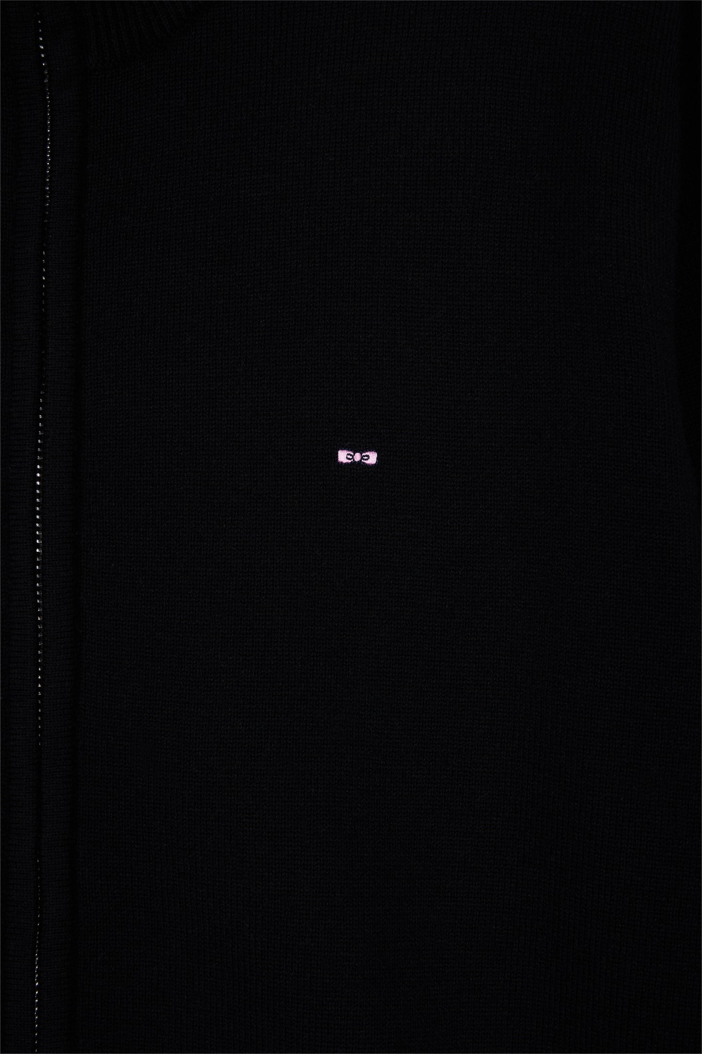 Zipped cardigan in black wool and cotton, straight cut