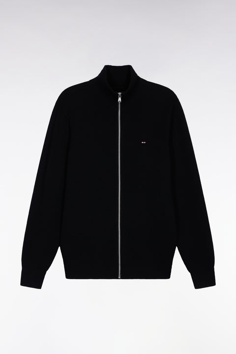 Black straight-cut merino wool cardigan - Image 2