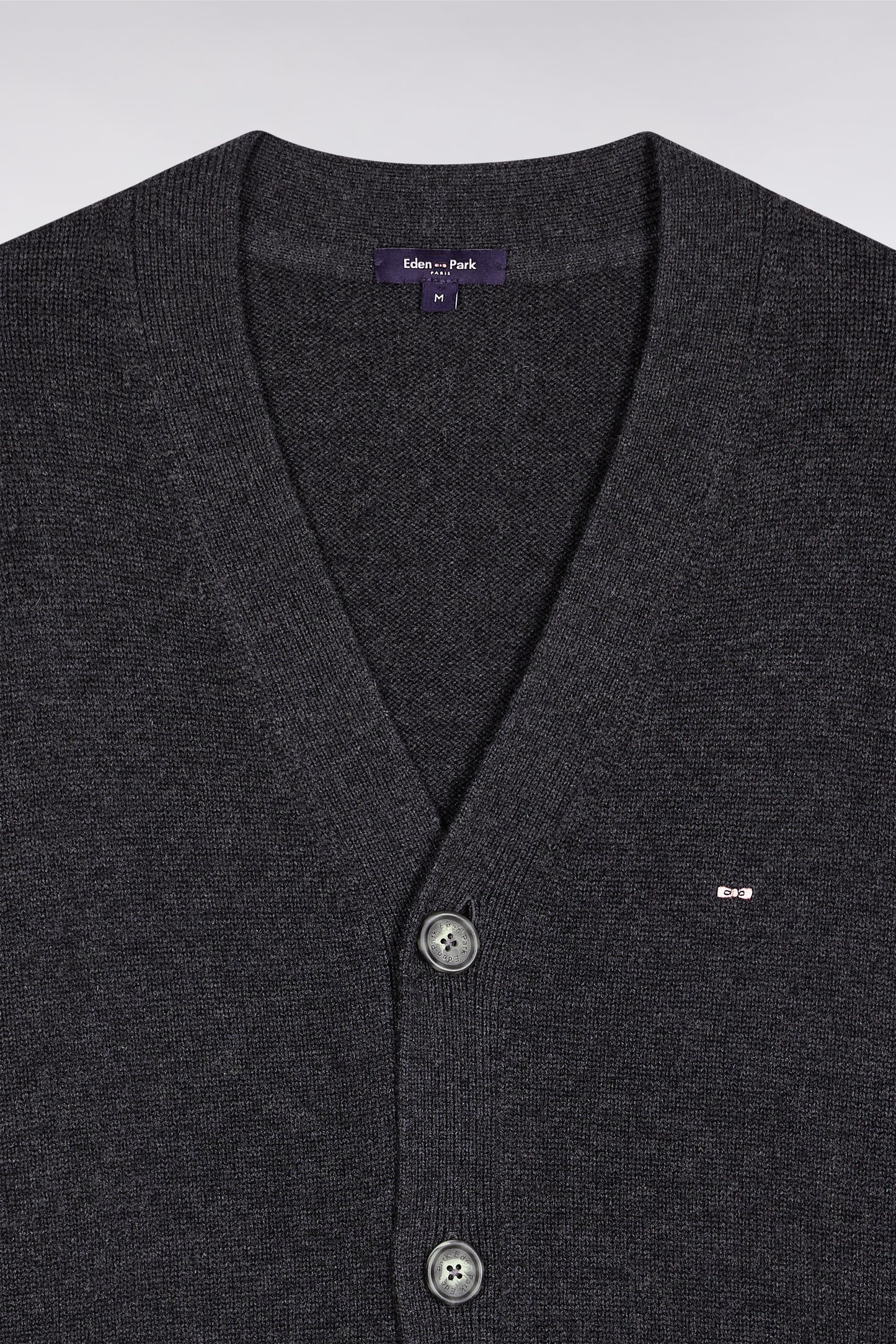 Cardigan en laine et coton gris coupe droite