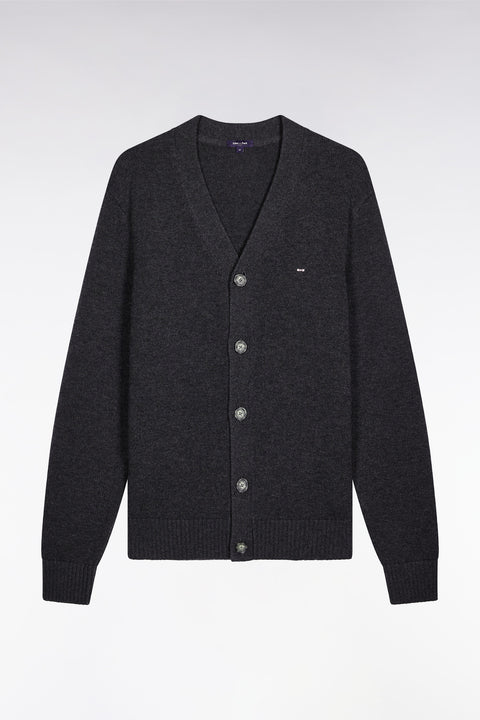 Cardigan en laine et coton gris coupe droite - Image 2