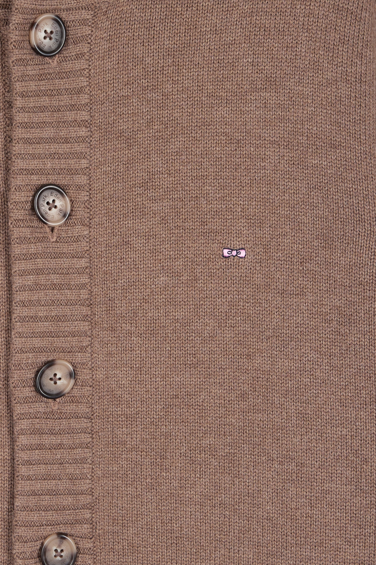 Cardigan à col montant en laine et coton camel