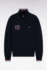 Cardigan zippé en coton marine broderie 10 marine coupe droite
