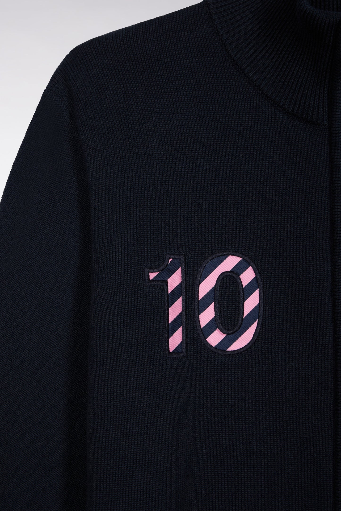 Cardigan zippé en coton marine broderie 10 marine coupe droite