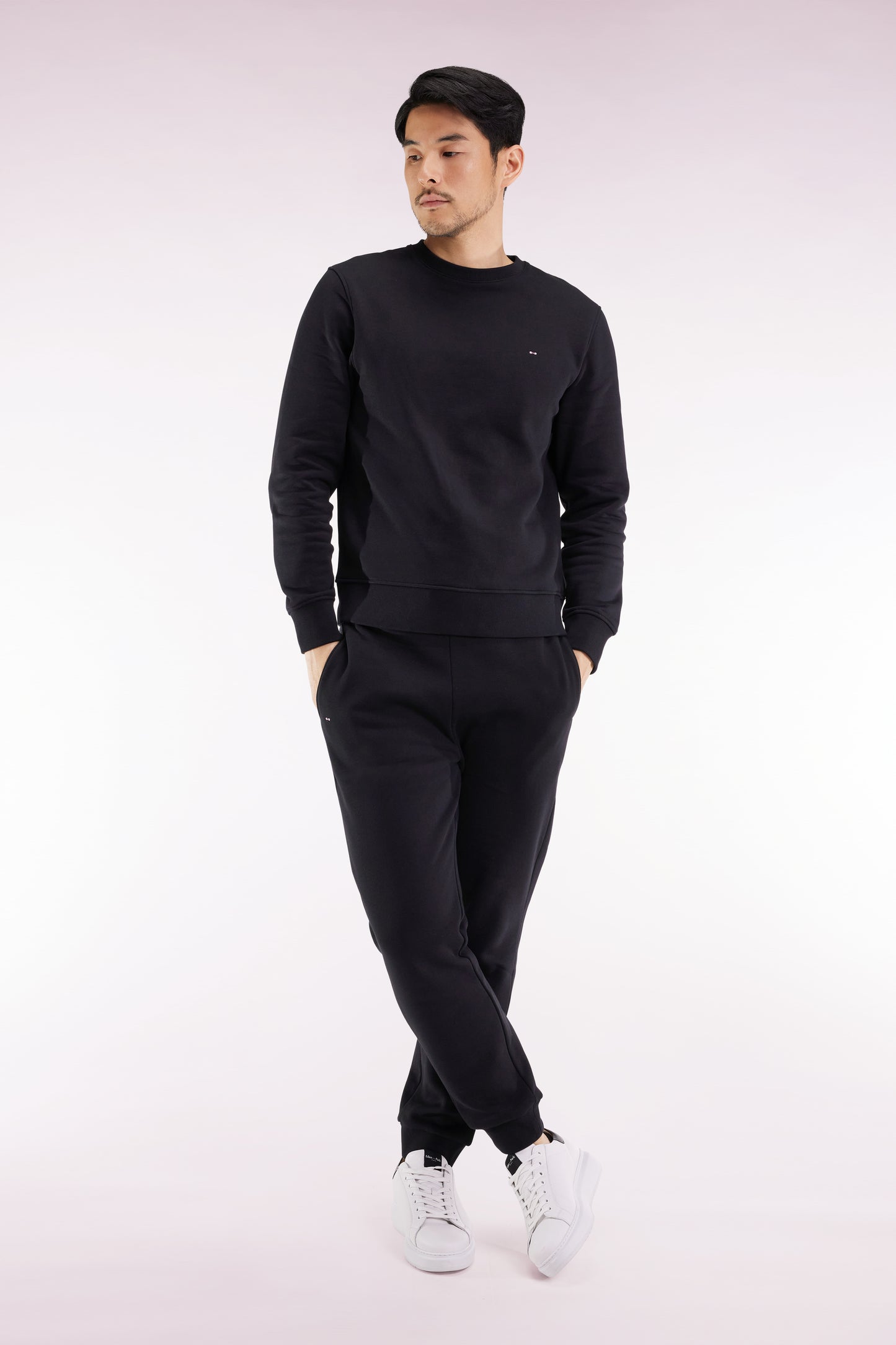 Jogging en molleton gratté noir coupe droite