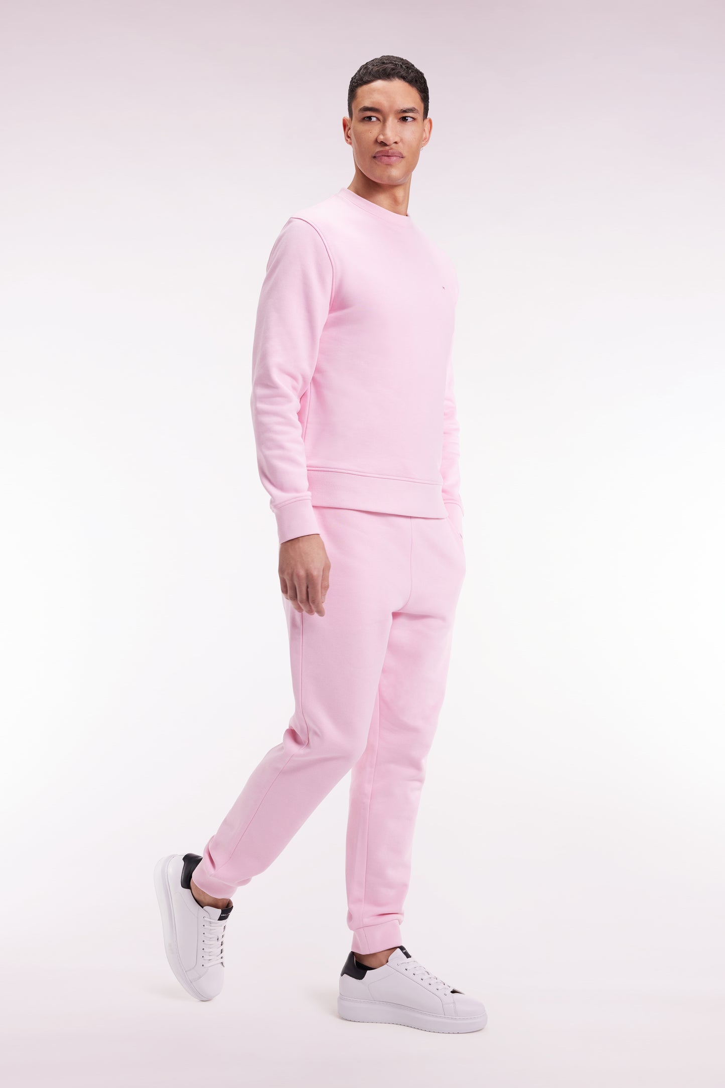 Jogging en molleton gratté rose coupe droite