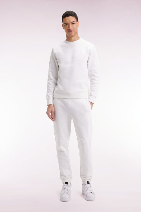 Jogging en molleton gratté blanc coupe droite - Image 3