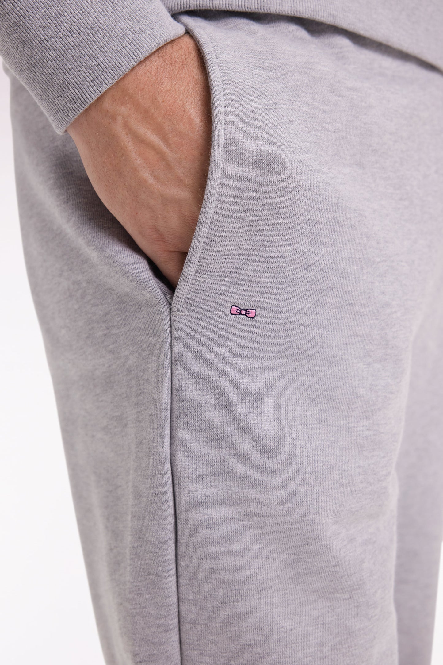 Jogging en molleton gratté gris coupe droite