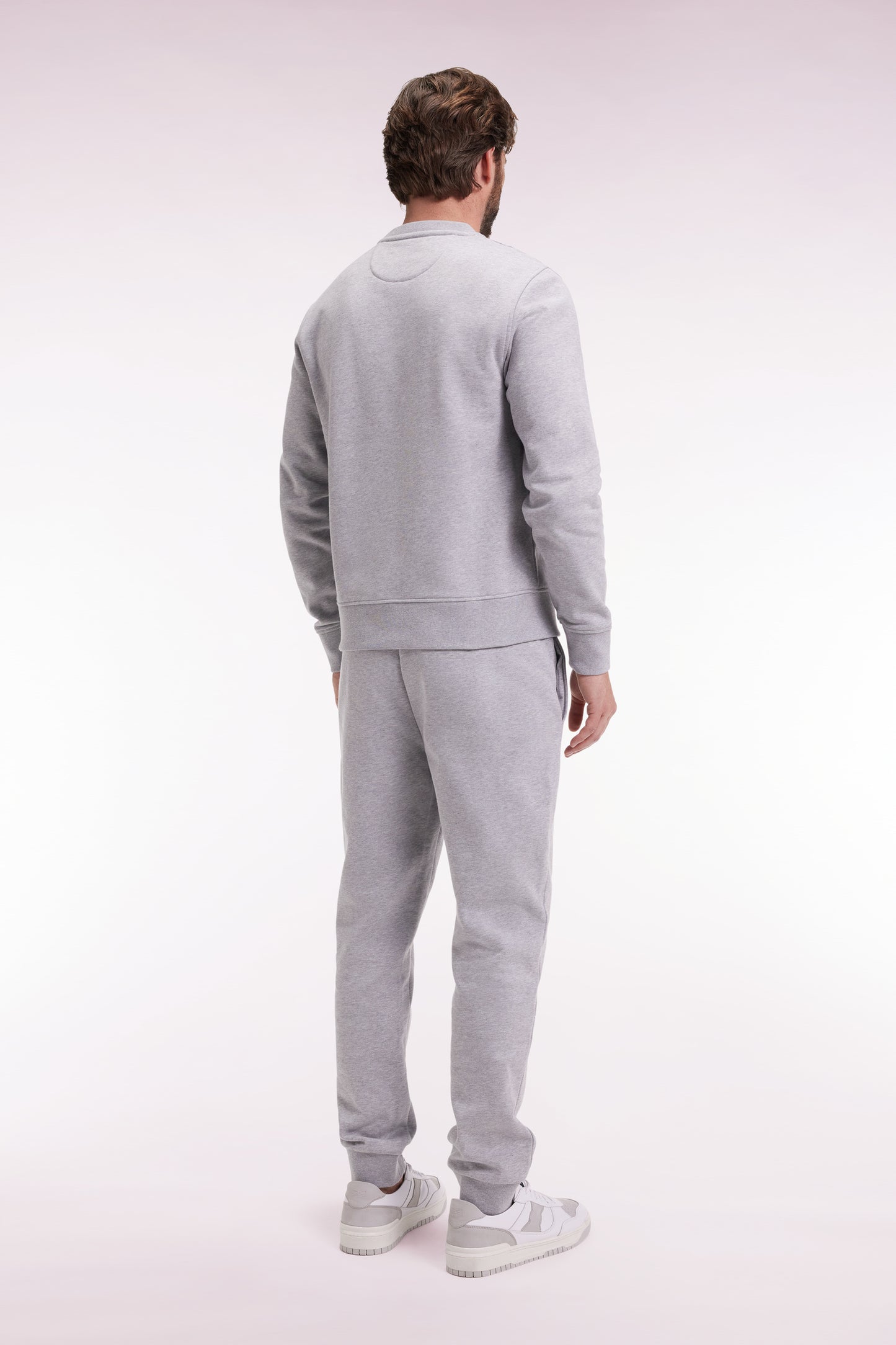 Jogging en molleton gratté gris coupe droite