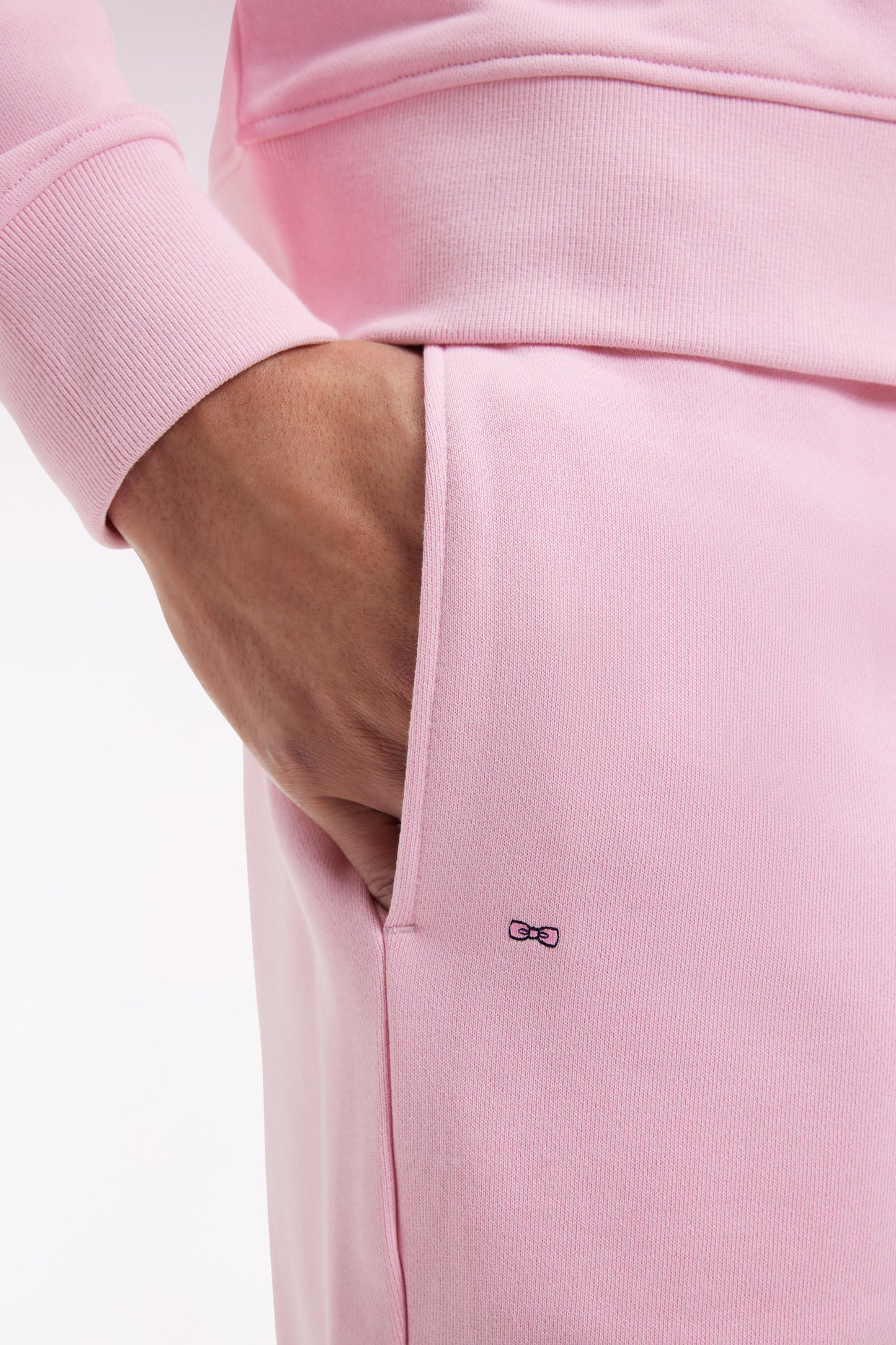 Jogging en molleton gratté rose coupe droite