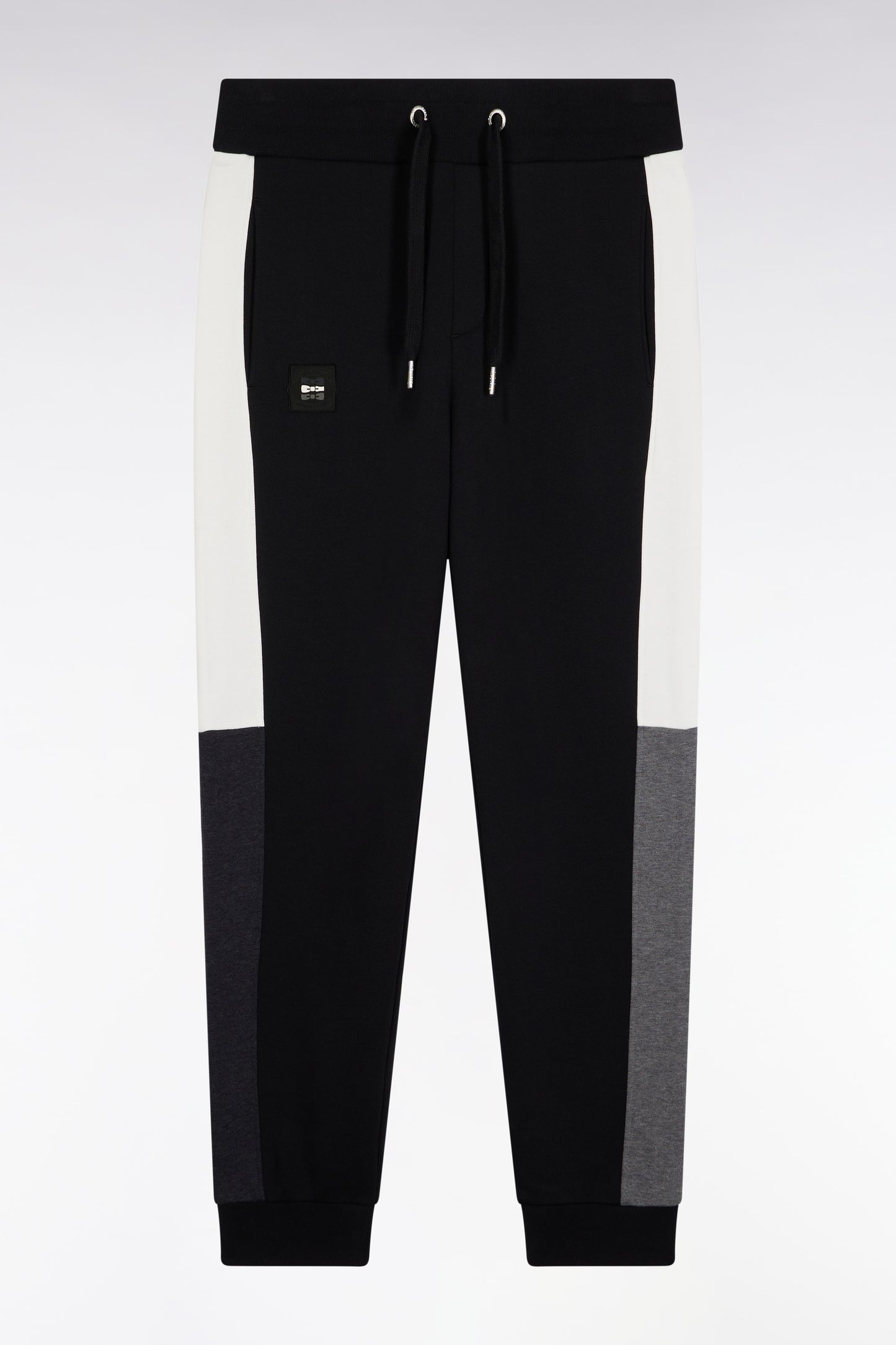 Jogging en molleton gratté noir colorblock coupe droite