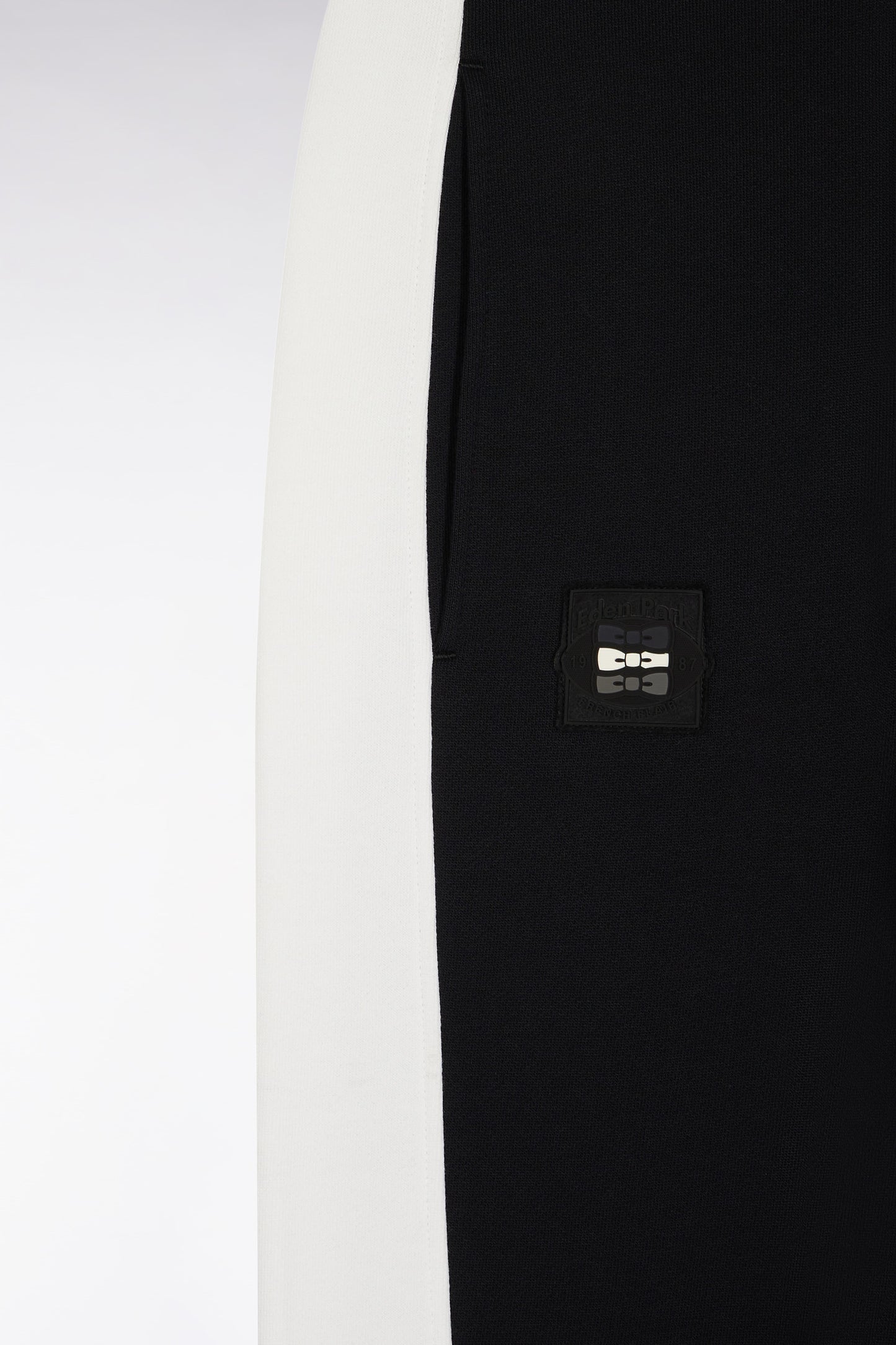 Jogging en molleton gratté noir colorblock coupe droite
