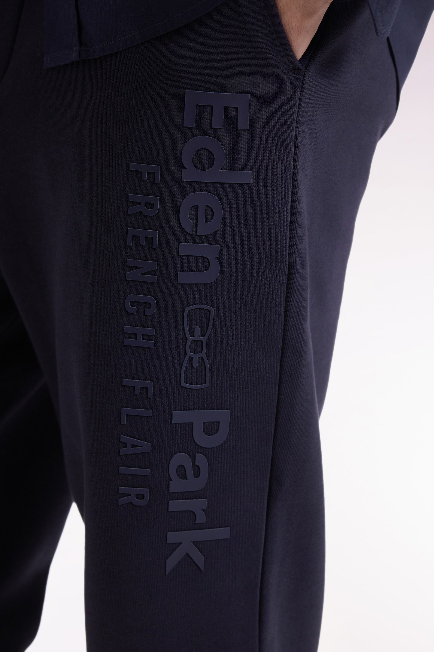 Jogging en molleton gratté marine entrées de poches rayées coupe Relaxed