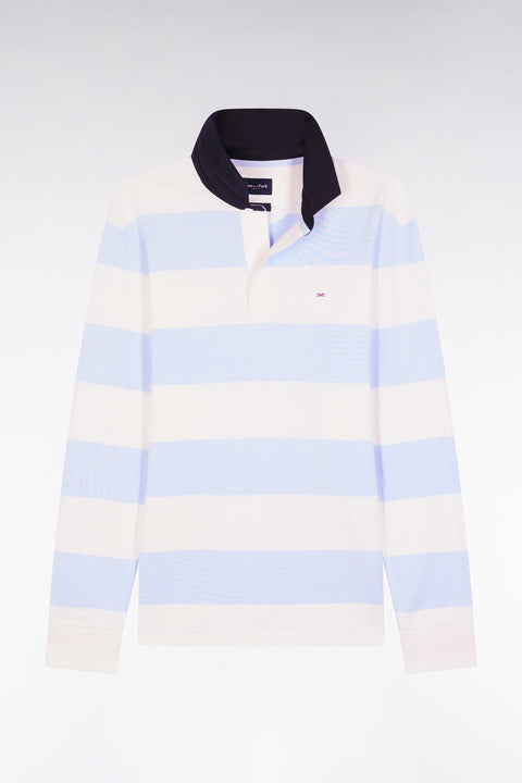 Maillot manches longues en jersey à rayures rugby ciel et écru - Image 2