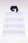 Maillot manches longues en jersey à rayures rugby ciel et écru