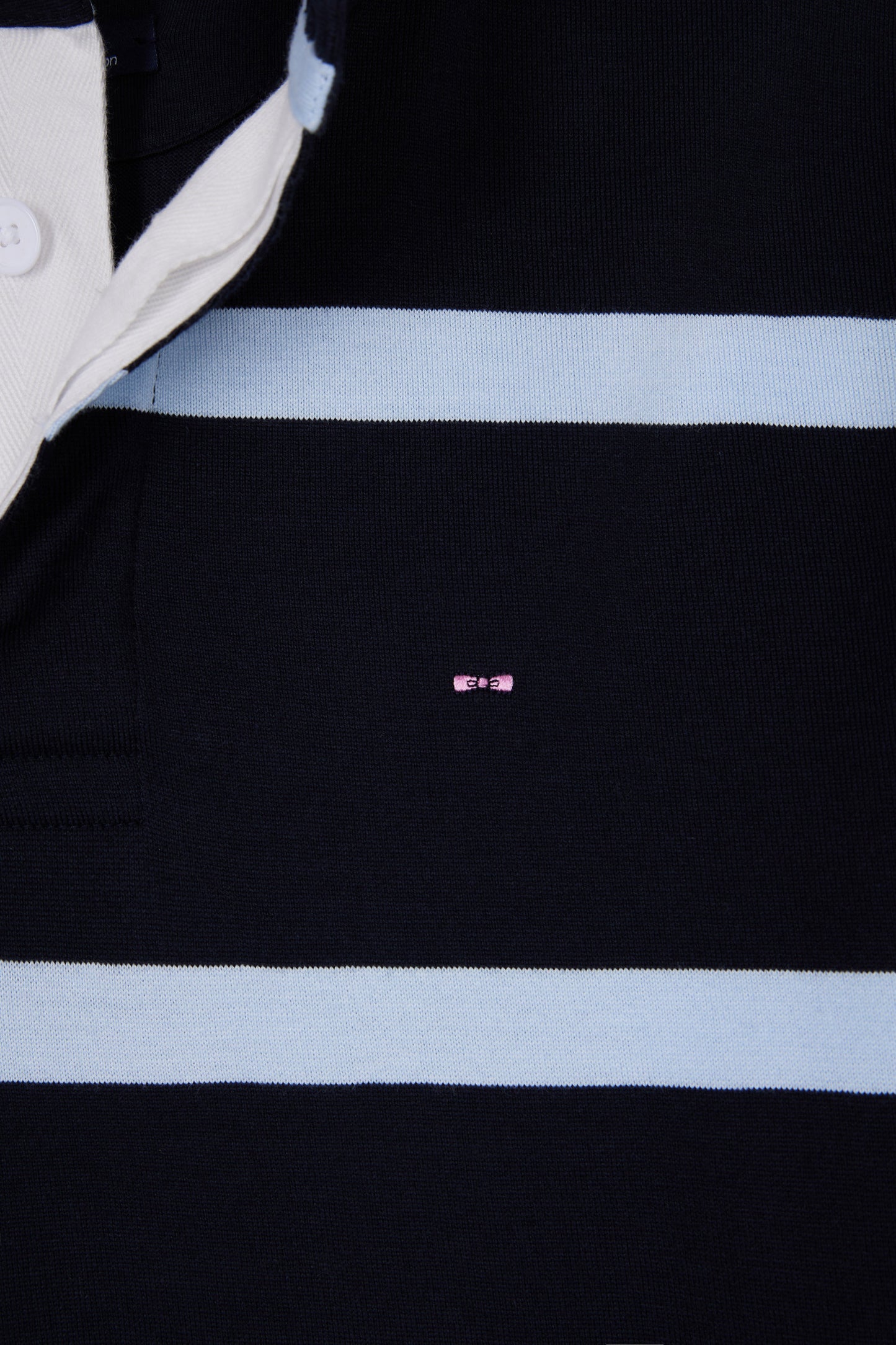 Maillot manches longues en jersey de coton marine à rayures ciel