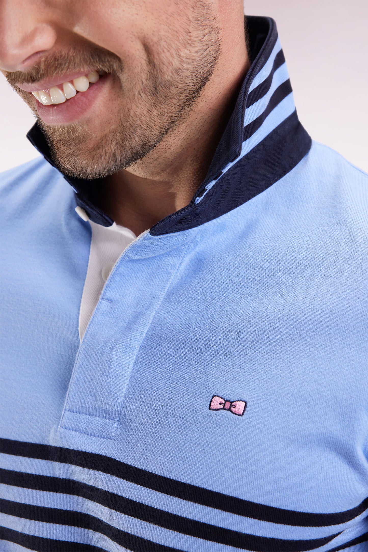 Long-sleeved jersey in thick striped sky jersey, straight cut