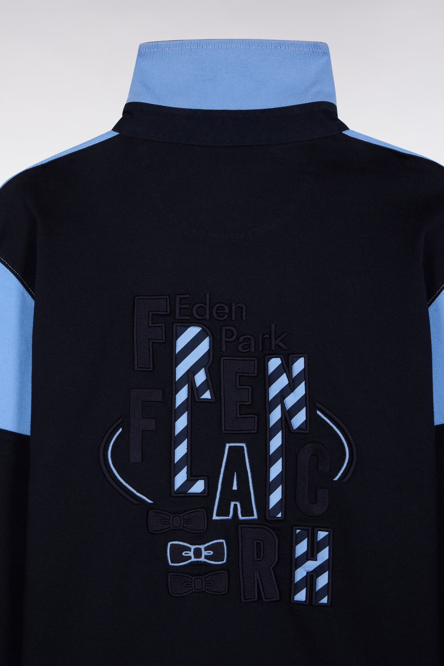 Maillot à manches longues en jersey bicolore marine et ciel coupe droite