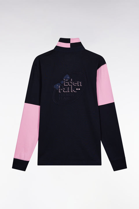 Maillot à manches longues en jersey colorblock marine coupe droite - Image 2