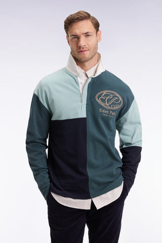 Long-sleeved jersey in green cotton with cut-and-sew dials
