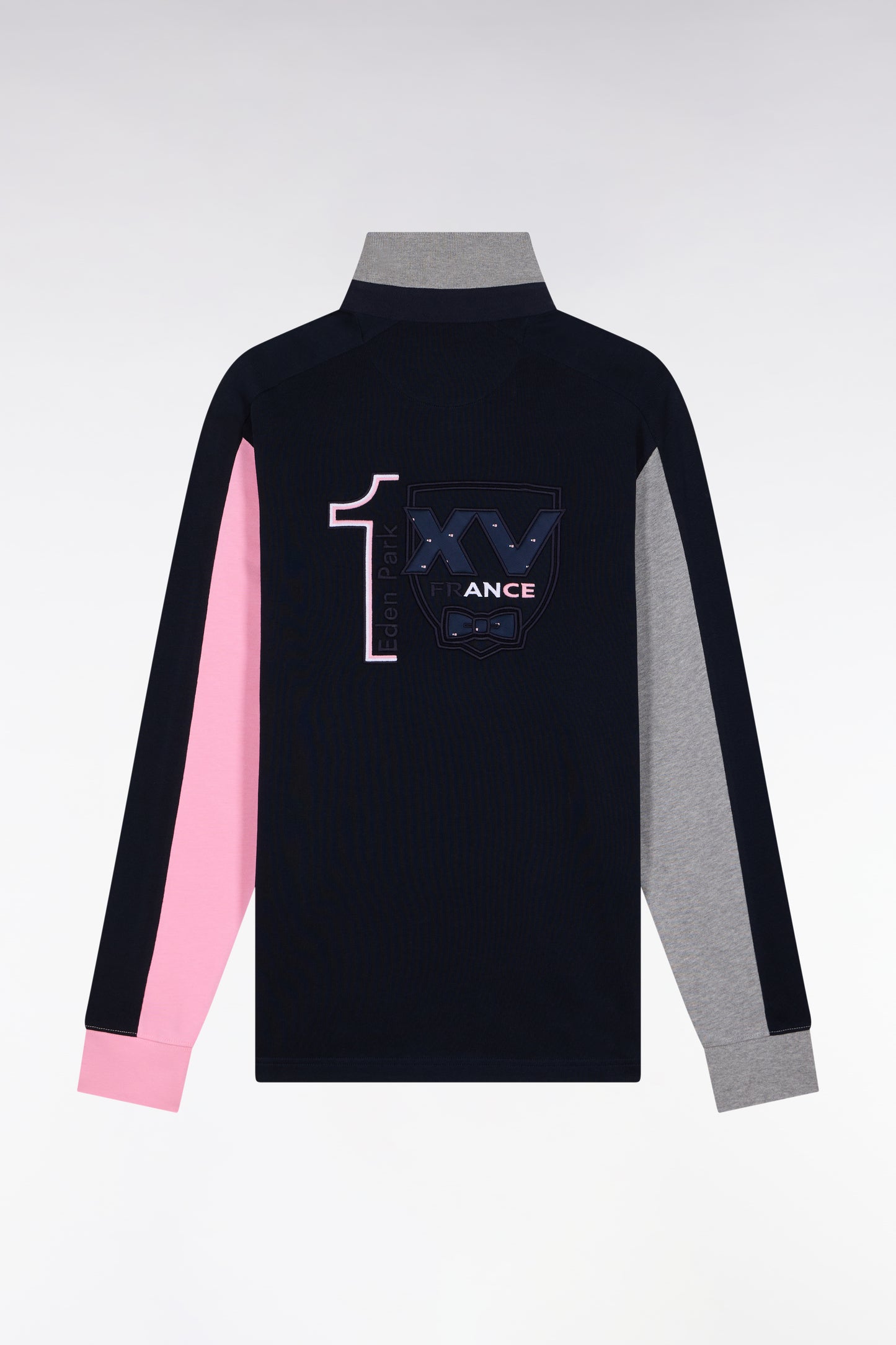 Maillot à manches longues en jersey épais noir broderie dos coupe droite
