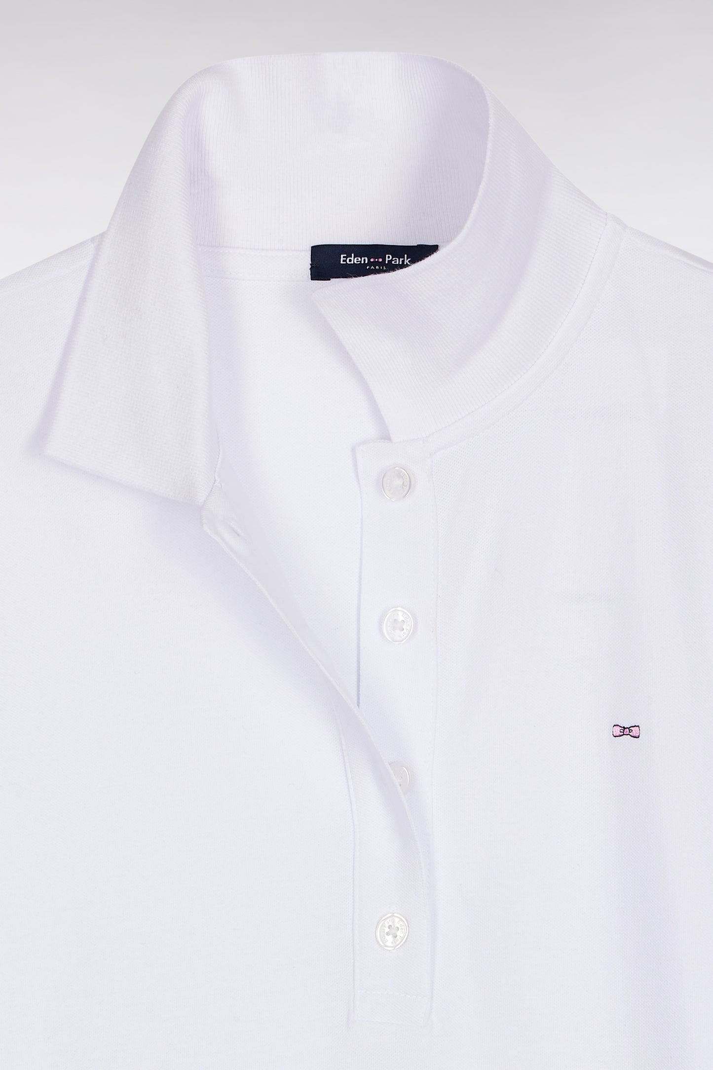 Polo manches courtes en coton stretch blanc coupe slim