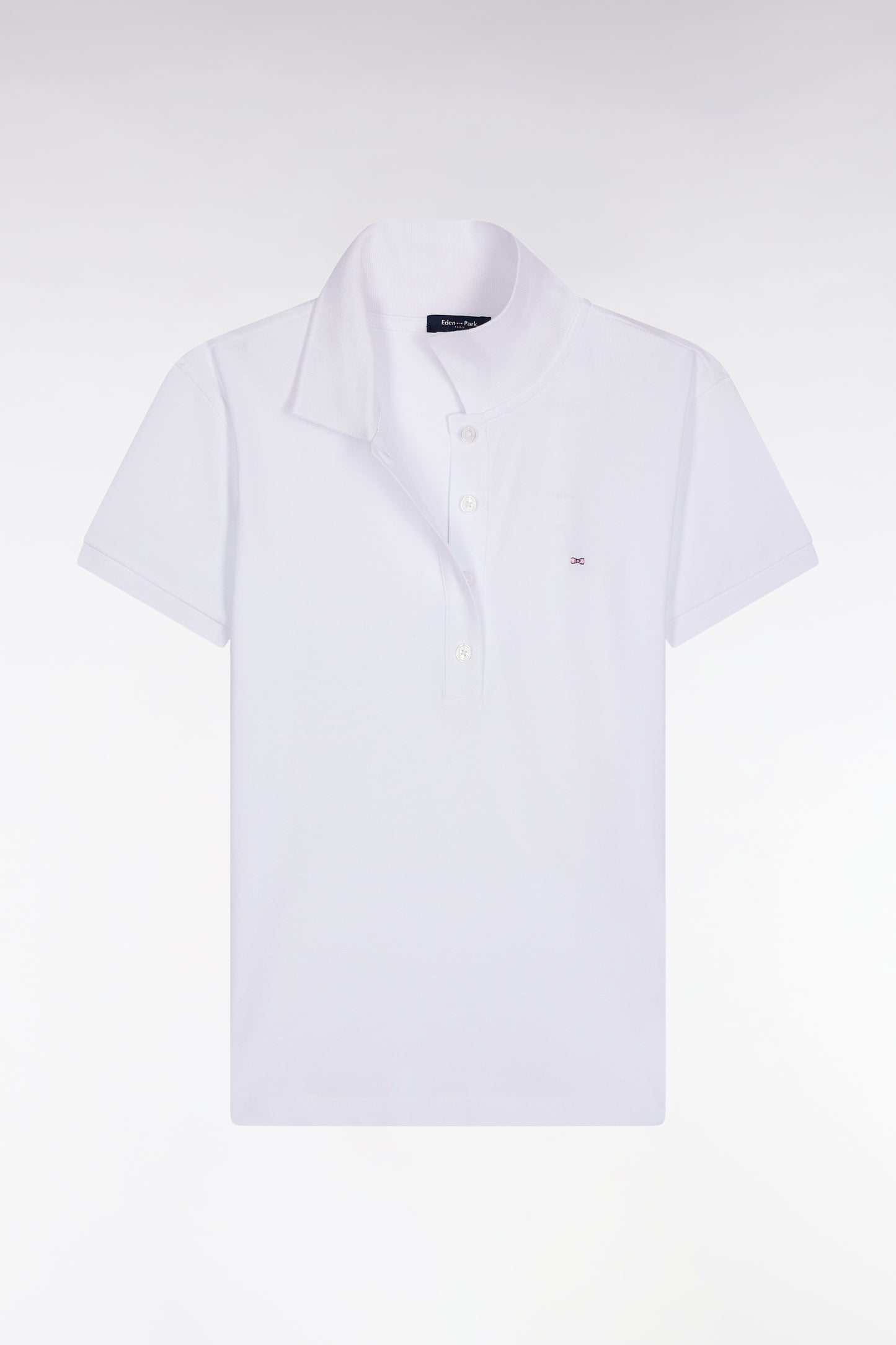 Polo manches courtes en coton stretch blanc coupe slim