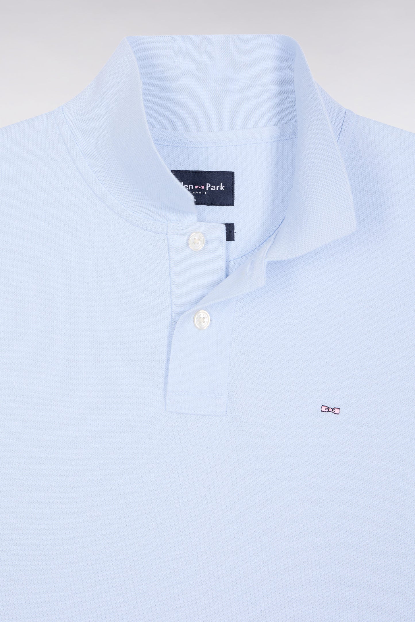 Polo manches courtes en coton Pima ciel coupe droite
