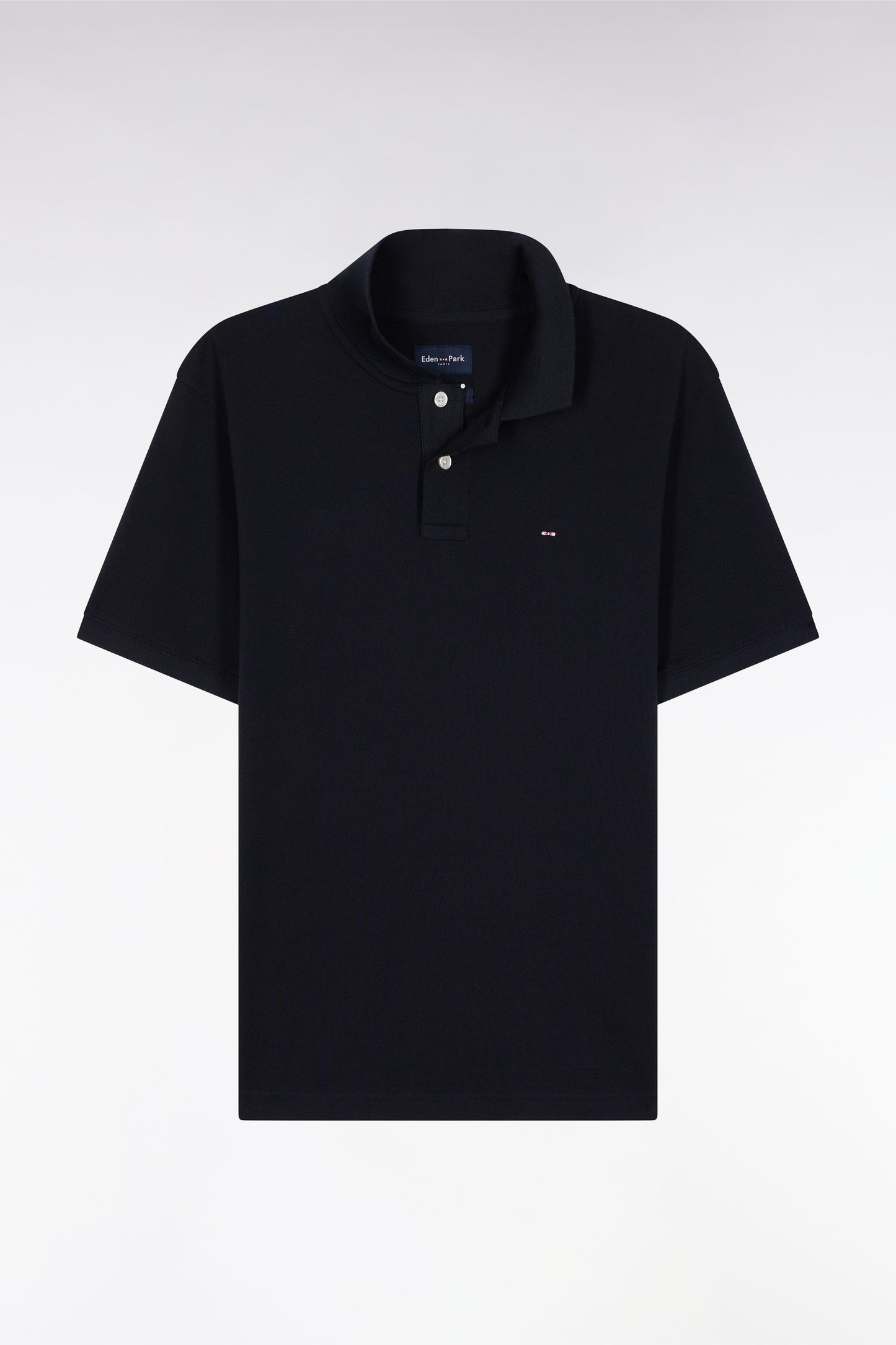 Polo manches courtes en coton Pima marine coupe droite
