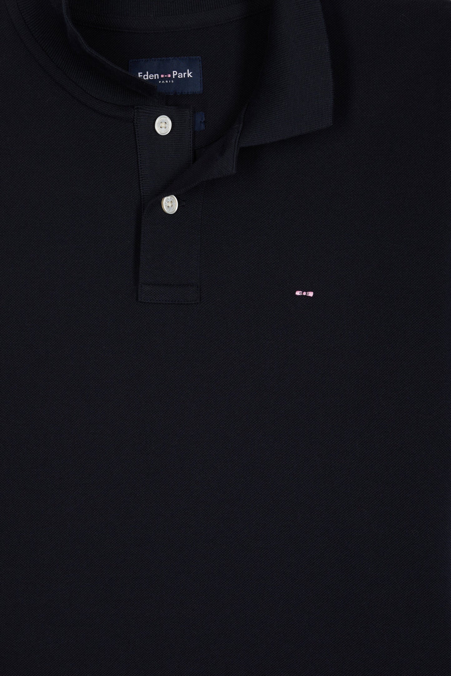 Polo manches courtes en coton Pima marine coupe droite