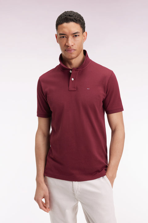 Polo manches courtes en coton Pima bordeaux coupe droite - Image 1