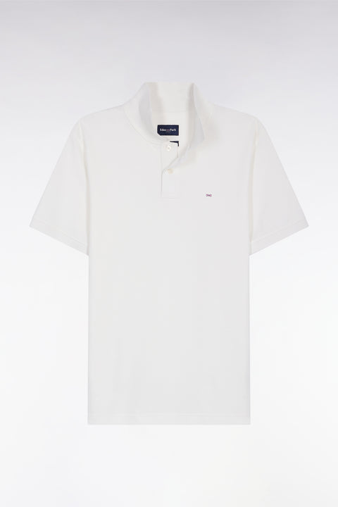 Polo manches courtes en coton Pima blanc coupe droite - Image 2