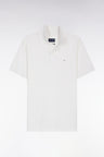 Polo manches courtes en coton Pima blanc coupe droite