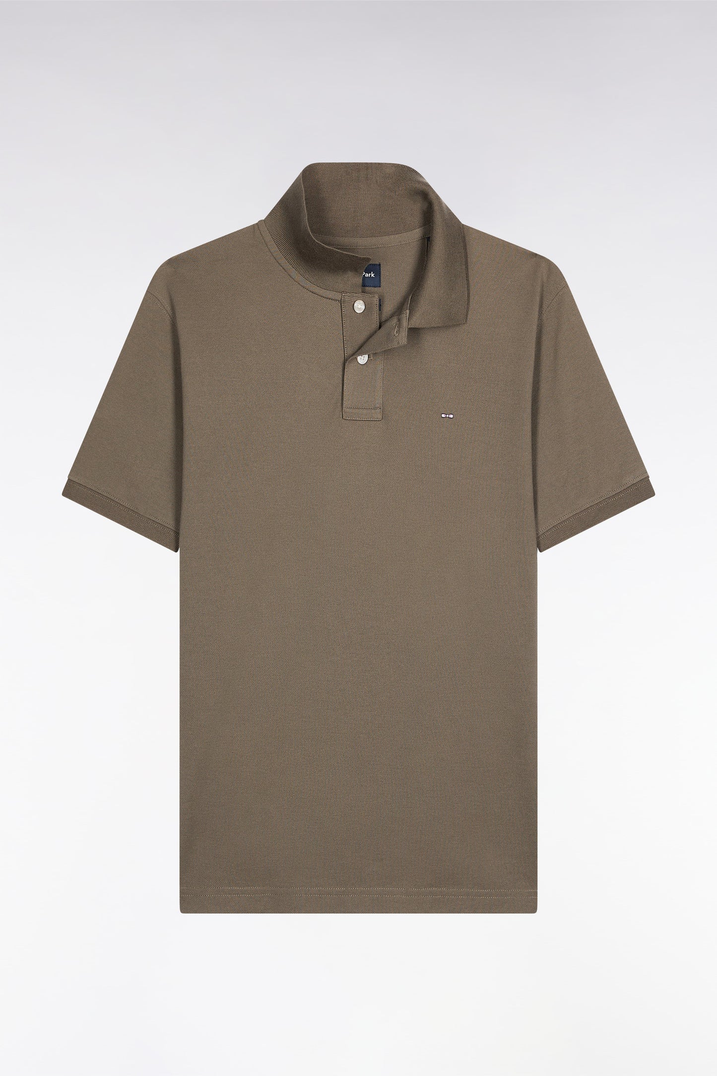 Polo manches courtes en coton Pima kaki coupe droite