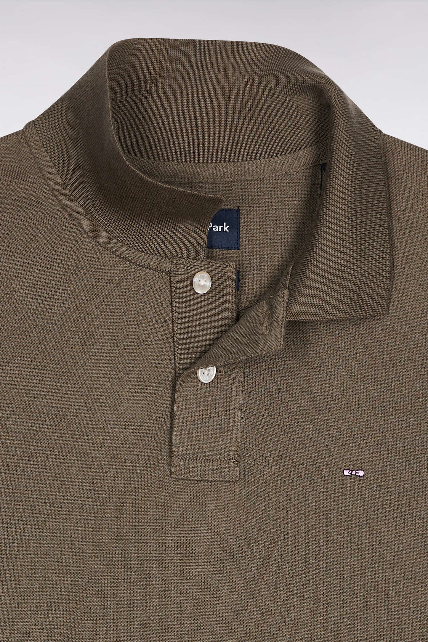 Polo manches courtes en coton Pima kaki coupe droite