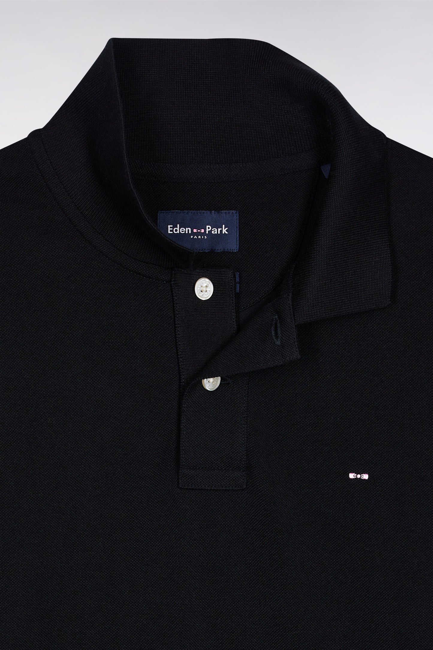 Polo manches courtes en coton Pima noir coupe droite