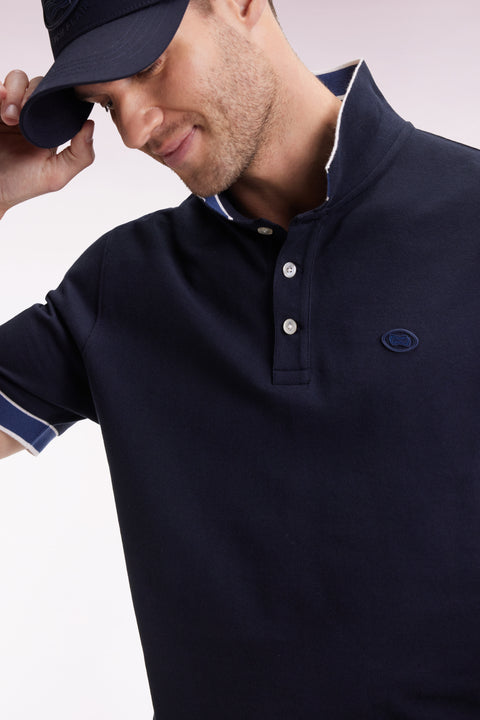 Polo manches courtes en coton marine coupe ample - Image 1