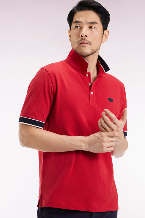 Polo manches courtes en coton rouge coupe ample - Image 1
