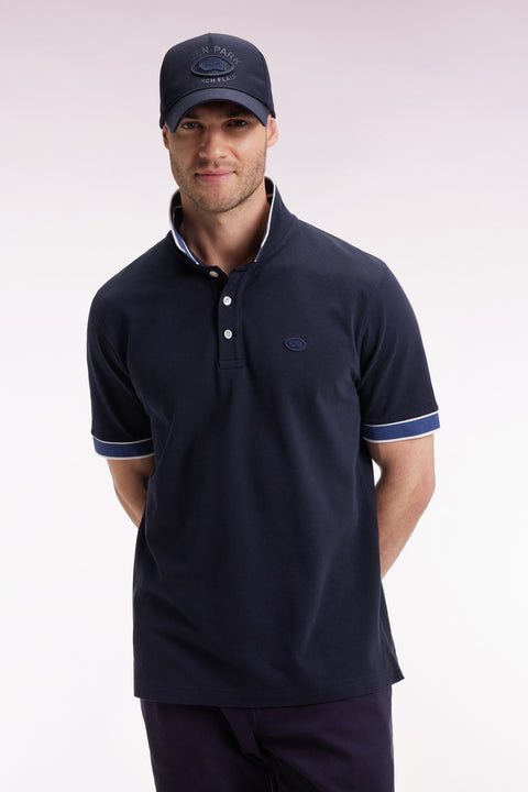 Polo manches courtes en coton marine coupe ample - Image 3