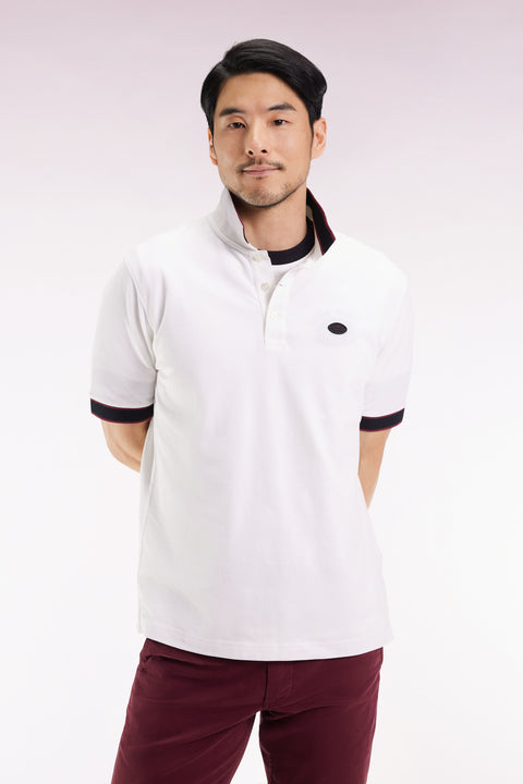 Polo manches courtes en coton blanc coupe ample - Image 3