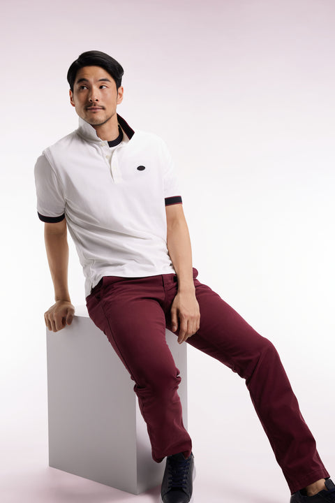 Polo manches courtes en coton blanc coupe ample - Image 1