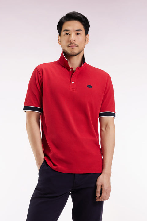 Polo manches courtes en coton rouge coupe ample - Image 3
